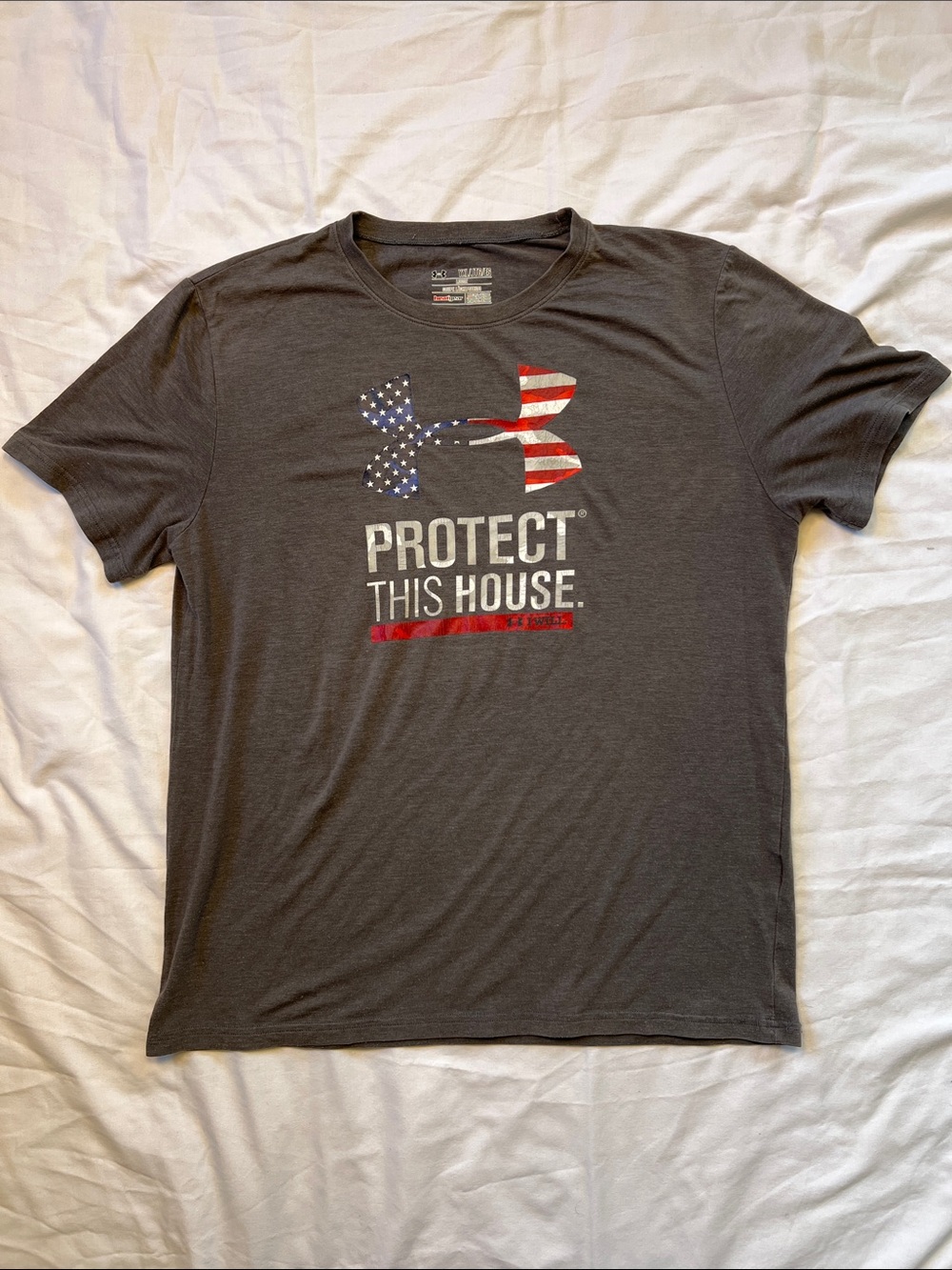 Under Armour Charcoal 'Protect This House' Tee with American Flag Logo
